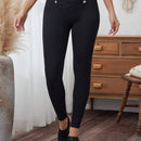 LUNE Pantalon de mujer de cintura alta con diseno cruzado, pantalon ajustado de unicolor para el verano