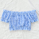 WYWH Blusa corta con hombros descubiertos