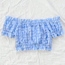 WYWH Blusa corta con hombros descubiertos