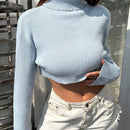 EZwear Jersey Corto De Cuello Alto Y Manga Larga Para Mujer