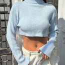 EZwear Jersey Corto De Cuello Alto Y Manga Larga Para Mujer