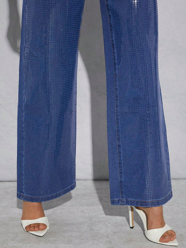 Haute Pantalones De Mezclilla De Ajuste Holgado Para Mujeres