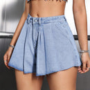 Shorts De Mezclilla Plegados Con Bolsillos Inclinados