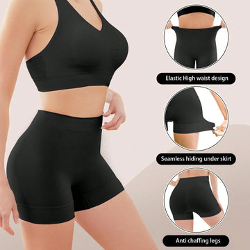 Pantalones Cortos De Cintura Elastica Ancha, Sin Costuras Suaves Pantalones Cortos Boxeadores Para Ajuste Cenido Debajo De Las Faldas