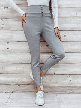 LUNE Pantalones Largos Y Lisos Con Cinturon Para Mujer