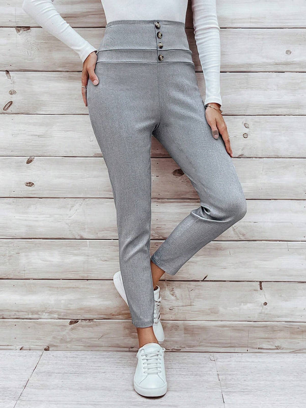 LUNE Pantalones Largos Y Lisos Con Cinturon Para Mujer
