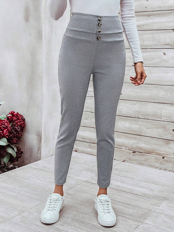 LUNE Pantalones Largos Y Lisos Con Cinturon Para Mujer
