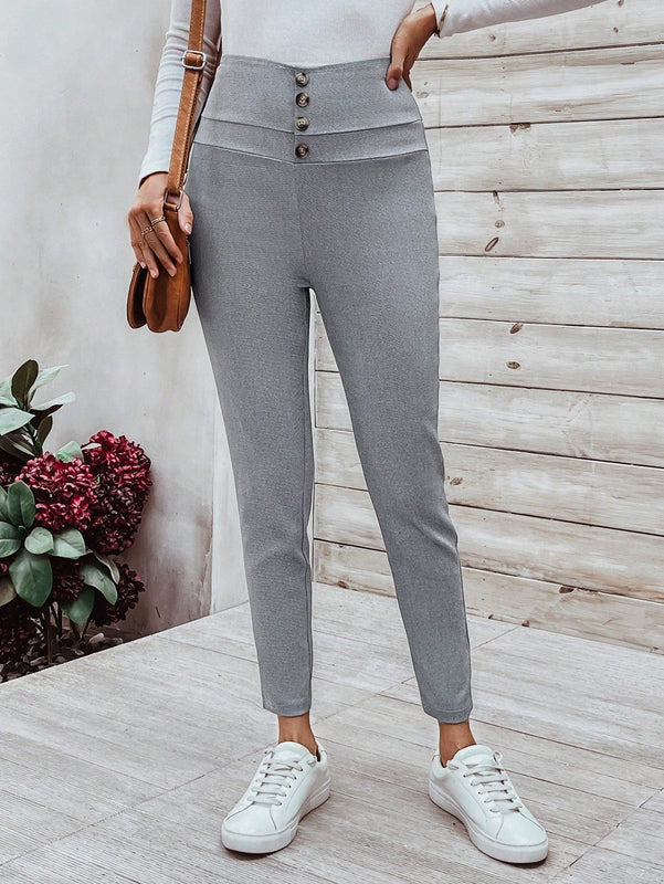 LUNE Pantalones Largos Y Lisos Con Cinturon Para Mujer