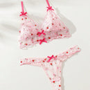 Conjunto De Lenceria Transparente De Malla Con Bordado Floral Para Mujeres