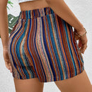 VCAY Shorts Con Lazo Delantero Y Estampado Geometrico Para Mujer