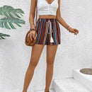 VCAY Shorts Con Lazo Delantero Y Estampado Geometrico Para Mujer
