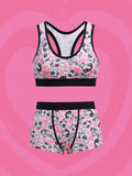 The Powerpuff Girls | ROMWE Conjunto De Sosten Y Panty Con Diseno De Caricatura Grafica De Contraste Y Espalda De Nadadora