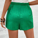 LUNE Dia De San Patricio, Trebol, Verano, Bowknot Para Mujeres Decorado Con Cintura Atada Con Lazo, Textura De Onda De Tela Con Rayas Asimetricas Y Shorts Casuales De Playa En Estilo De Pantalon De Falda Verde
