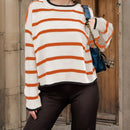 Frenchy Jersey Para Mujeres De Hombro Caido Con Bloques De Colores Y Rayas