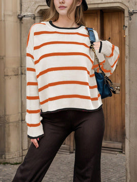 Frenchy Jersey Para Mujeres De Hombro Caido Con Bloques De Colores Y Rayas