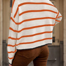 Frenchy Jersey Para Mujeres De Hombro Caido Con Bloques De Colores Y Rayas