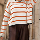 Frenchy Jersey Para Mujeres De Hombro Caido Con Bloques De Colores Y Rayas