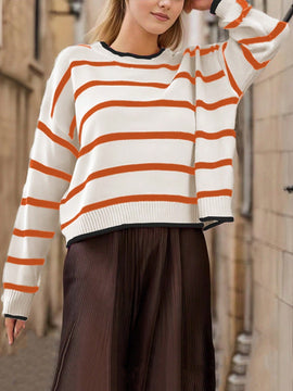 Frenchy Jersey Para Mujeres De Hombro Caido Con Bloques De Colores Y Rayas