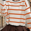 Frenchy Jersey Para Mujeres De Hombro Caido Con Bloques De Colores Y Rayas