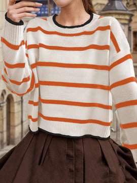 Frenchy Jersey Para Mujeres De Hombro Caido Con Bloques De Colores Y Rayas