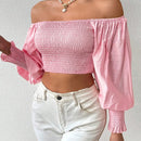 Prive Top Corto Con Cuello Descubierto Y Plisado Para Mujer