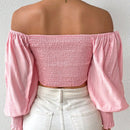 Prive Top Corto Con Cuello Descubierto Y Plisado Para Mujer
