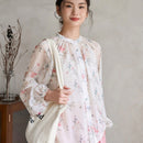 FRIFUL Camisa De Manga Abullonada Para Mujer Con Estampado Floral En Toda La Prenda