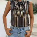 LUNE Camisa Sin Mangas De Tela Metalica Con Lazada Frontal
