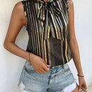 LUNE Camisa Sin Mangas De Tela Metalica Con Lazada Frontal