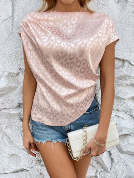 Prive Camisa De Manga Murcielago Con Estampado De Leopardo Jacquard Para Mujer