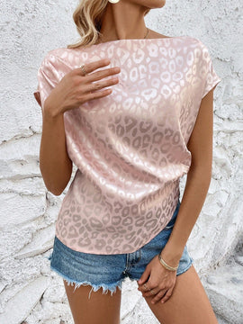 Prive Camisa De Manga Murcielago Con Estampado De Leopardo Jacquard Para Mujer