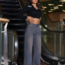 EZwear Pantalones Jeans Lavados Con Pierna Recta Suelta Y Bolsillos Inclinados