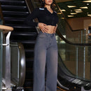 EZwear Pantalones Jeans Lavados Con Pierna Recta Suelta Y Bolsillos Inclinados