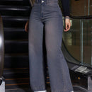 EZwear Pantalones Jeans Lavados Con Pierna Recta Suelta Y Bolsillos Inclinados
