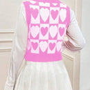 Qutie Chaleco De Sueter Con Cuello En V Y Patron De Corazon