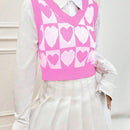 Qutie Chaleco De Sueter Con Cuello En V Y Patron De Corazon