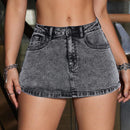 Falda Pantalon De Mezclilla Para Mujer Con Bolsillos