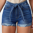 LUNE Shorts Vaqueros Con Dobladillo Enrollado Desgastado Cat Whiskers, Lavados