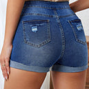 LUNE Shorts Vaqueros Con Dobladillo Enrollado Desgastado Cat Whiskers, Lavados