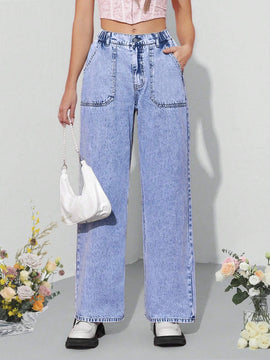 MOD Jeans De Pierna Recta Azul Para Mujer