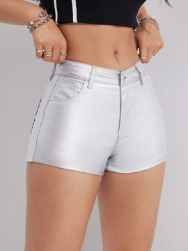 EZwear Shorts ajustados metalizados y de moda para mujer en verano