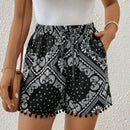 VCAY Shorts De Seda Con Estampado De Bufanda Para Mujer Con Borde De Pompones