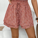 Frenchy Pantalones Cortos De Cintura Ancha Y Atados Con Estampado Floral Para Mujer