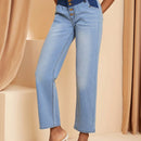 IVORY COUTURE Jean Pantalones Jeans De Bloqueo De Color De Cintura Media Con Pinzas En El Yugo Frontal