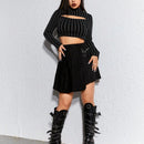 ROMWE Grunge Punk Jersey Para Mujeres Sexy Y Entallado Con Rayas Y Huecos, Con Cuello Redondo