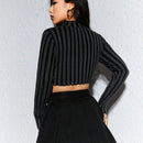 ROMWE Grunge Punk Jersey Para Mujeres Sexy Y Entallado Con Rayas Y Huecos, Con Cuello Redondo