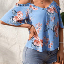 VCAY Blusa De Hombro Hueco Tejida Para Vacaciones De Primavera/verano Con Diseno Floral