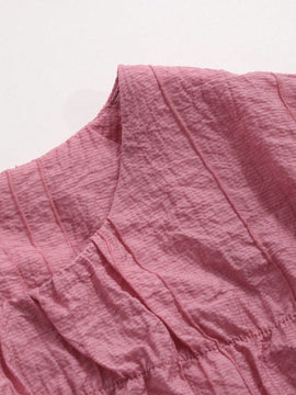 DAZY Blusa Decorada De Manga Corta Con Dobladillo Con Volantes Para Mujeres