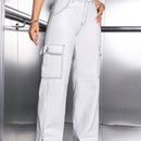 EZwear Jeans Cargo De Mezclilla Para Mujer Con Costuras Exteriores Y Dobladillo Dividido