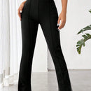 EZwear Pantalones De Punto Con Cintura Elastica, Raja En El Dobladillo Y Tela Estirable
